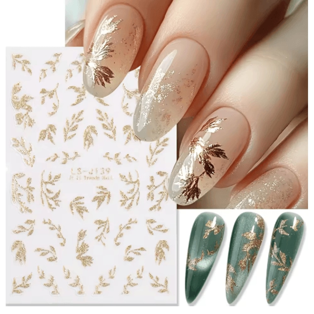 Autumn Leaf Nail Art Stickers 2Pack Waterproof SelfAdhesive DIY Manicure Decals 0