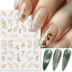 autumn leaf nail art stickers (2-pack) – waterproof self-adhesive diy manicure decals