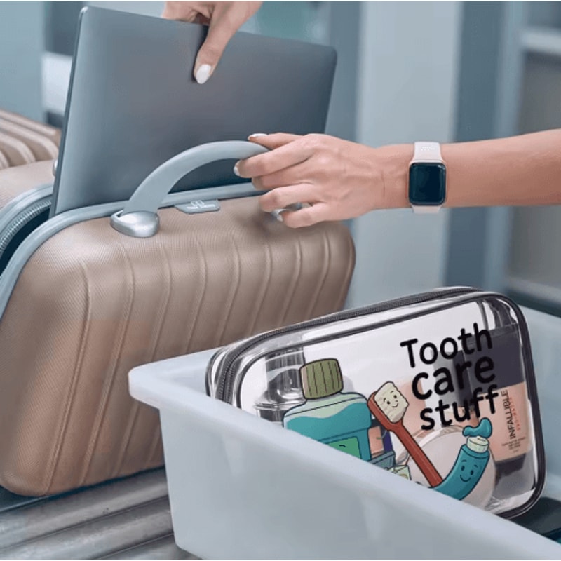 Clear PVC Travel Makeup Bag Zippered Toiletry Cosmetic Organizer Pouch 5