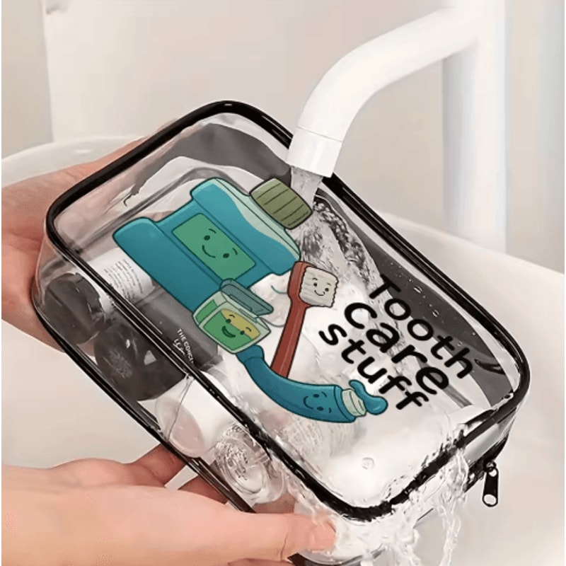 Clear PVC Travel Makeup Bag Zippered Toiletry Cosmetic Organizer Pouch 6