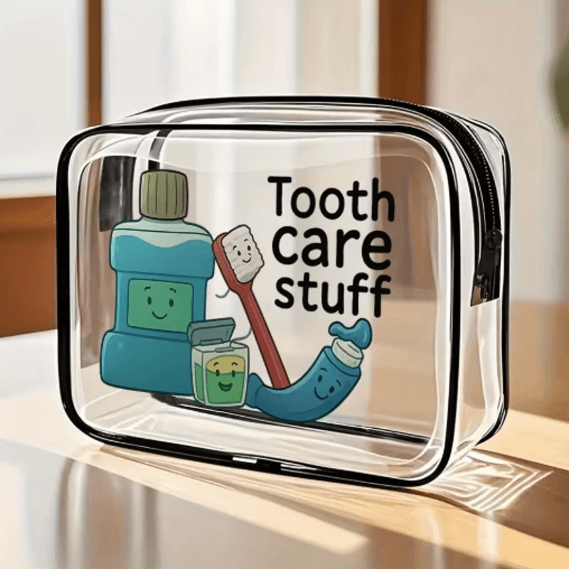 Clear PVC Travel Makeup Bag Zippered Toiletry Cosmetic Organizer Pouch 0