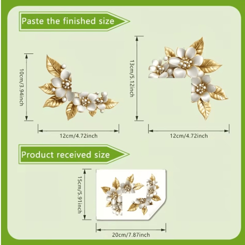 Golden Artificial Flower Switch Sticker SelfAdhesive Wall Decor Accent 1pc 2pcs 3