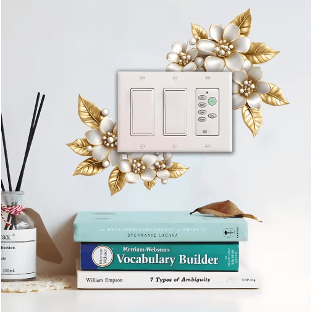 Golden Artificial Flower Switch Sticker SelfAdhesive Wall Decor Accent 1pc 2pcs 5