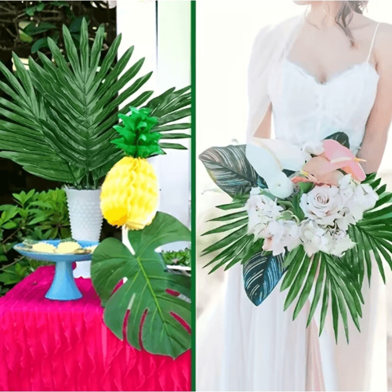 Artificial Tropical Palm Leaves With Stems Plastic Greenery For Home Garden Event Decor 6