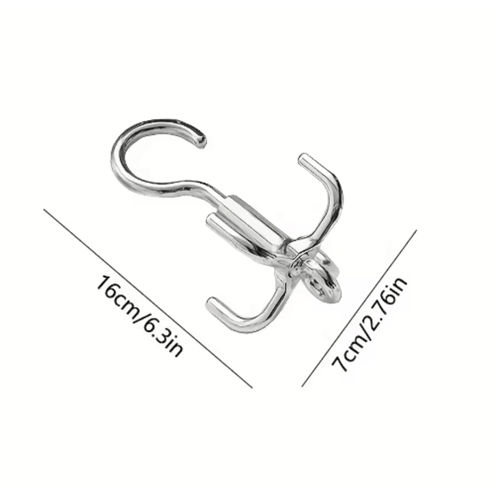 Rotating Clothes Hooks With 4 Claws 3Pack PunchFree Wardrobe Hanger For Belts Scarves Coats 2
