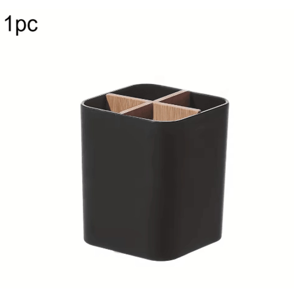 Bamboo Partition Desk Organizer 4Slot Pen Jewelry Office Storage Box 2