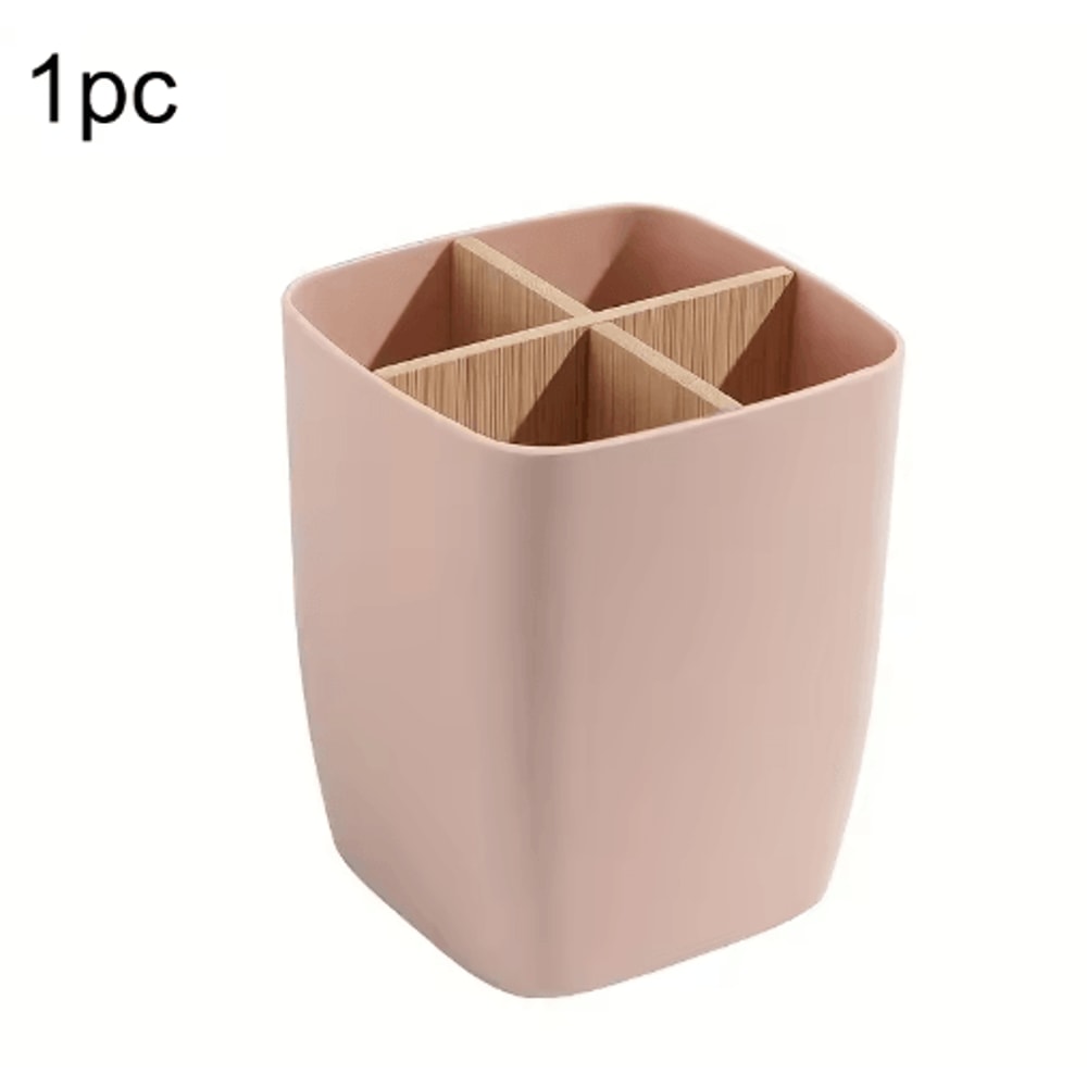 Bamboo Partition Desk Organizer 4Slot Pen Jewelry Office Storage Box 3