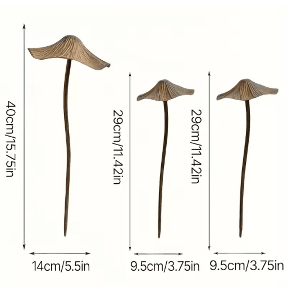 Retro Rusty Metal Mushroom Garden Decor 3Piece Set Vintage Outdoor Mushroom Statues 2