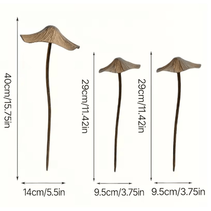 Retro Rusty Metal Mushroom Garden Decor 3Piece Set Vintage Outdoor Mushroom Statues 2