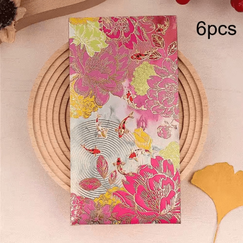 Floral Thank You Cards With Golden Accents 6Pack Elegant Greeting Cards Lucky Money Envelopes 1