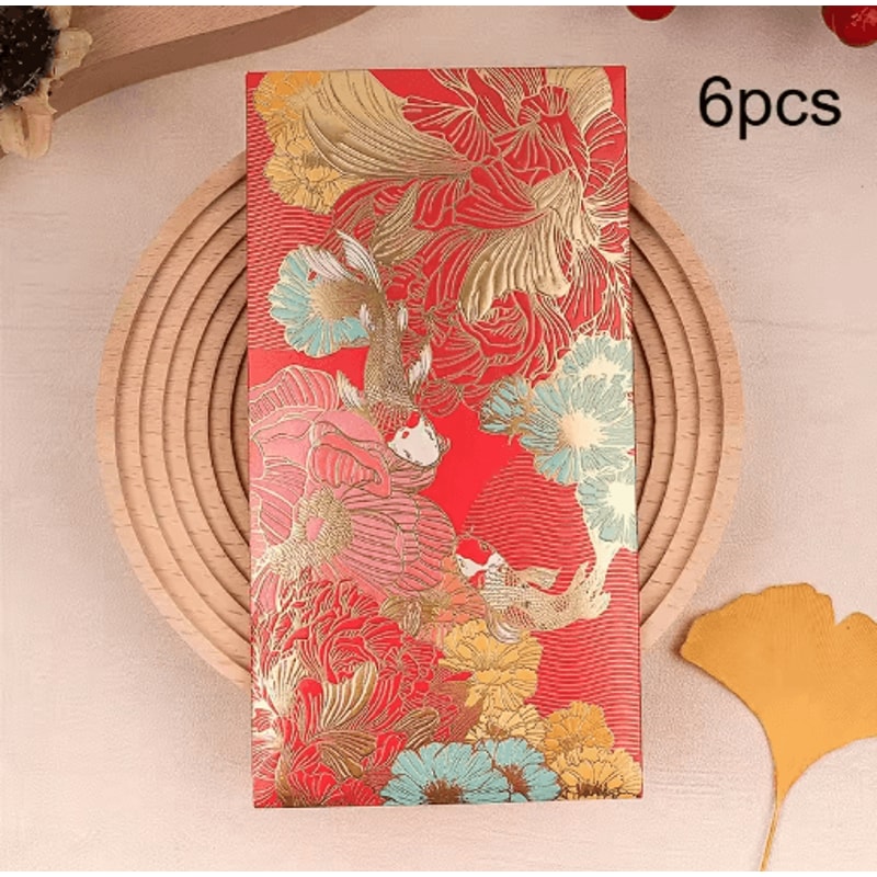 Floral Thank You Cards With Golden Accents 6Pack Elegant Greeting Cards Lucky Money Envelopes 3