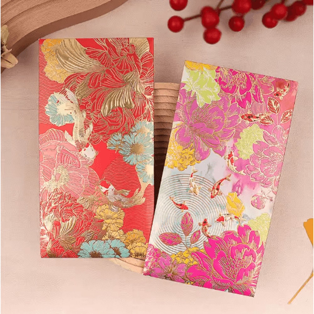 Floral Thank You Cards With Golden Accents 6Pack Elegant Greeting Cards Lucky Money Envelopes 7