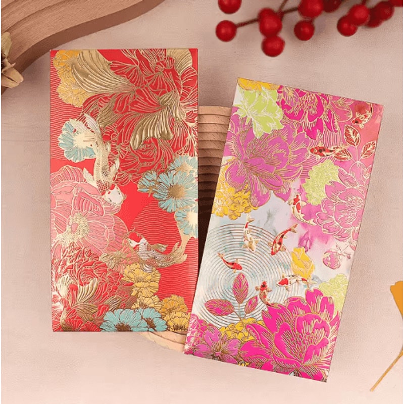 Floral Thank You Cards With Golden Accents 6Pack Elegant Greeting Cards Lucky Money Envelopes 7