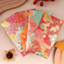 floral thank you cards with golden accents (6-pack) – elegant greeting cards & lucky money envelopes