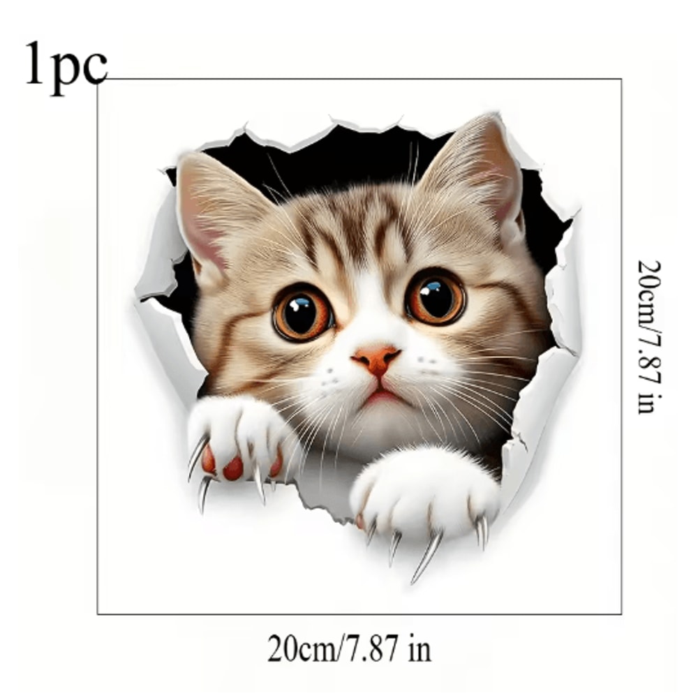 3D Cute Cat Toilet Stickers Removable Waterproof Kitten Vinyl Decals For Bathroom Decor 2