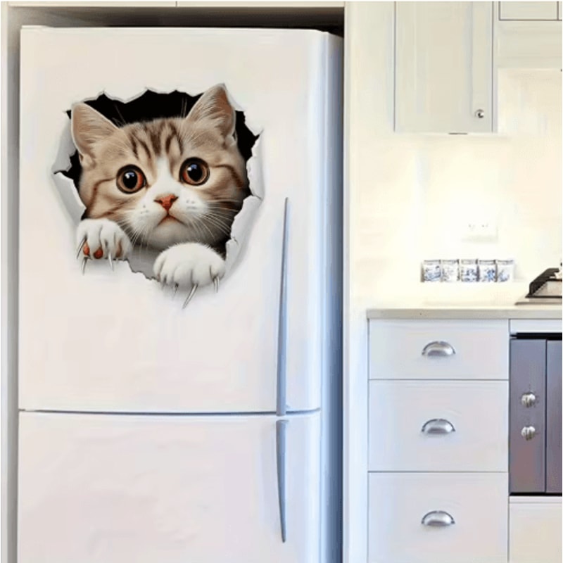 3D Cute Cat Toilet Stickers Removable Waterproof Kitten Vinyl Decals For Bathroom Decor 4
