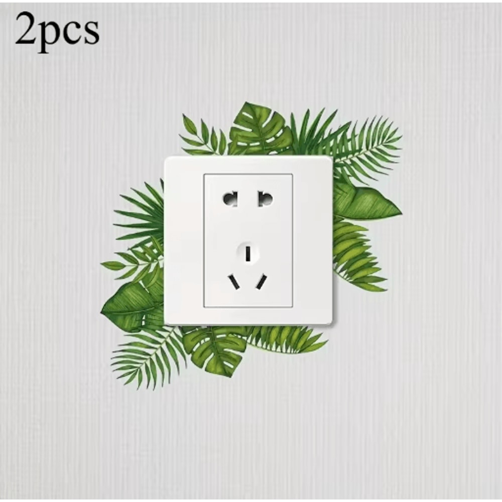 Tropical Leaf Switch Stickers Removable Waterproof PVC Wall Decor Decals For Home 1