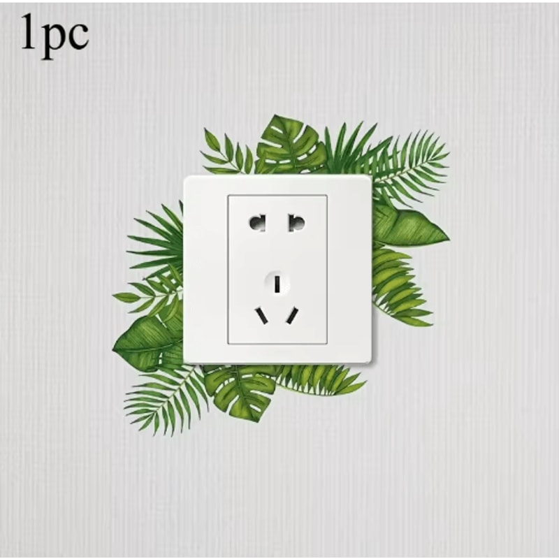 Tropical Leaf Switch Stickers Removable Waterproof PVC Wall Decor Decals For Home 2