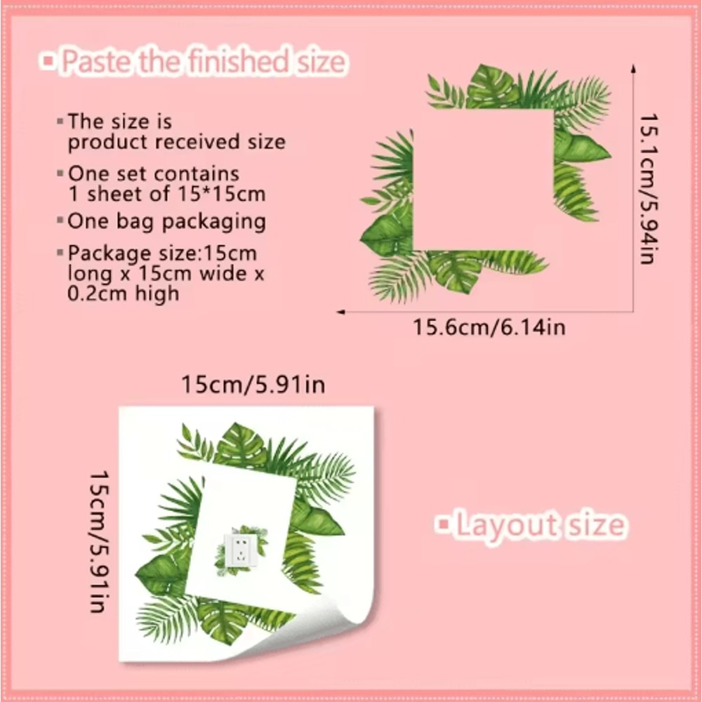 Tropical Leaf Switch Stickers Removable Waterproof PVC Wall Decor Decals For Home 0