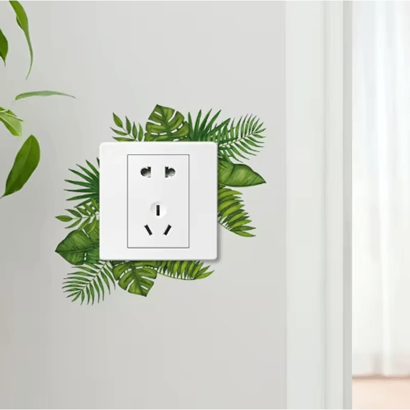 Tropical Leaf Switch Stickers Removable Waterproof PVC Wall Decor Decals For Home 4