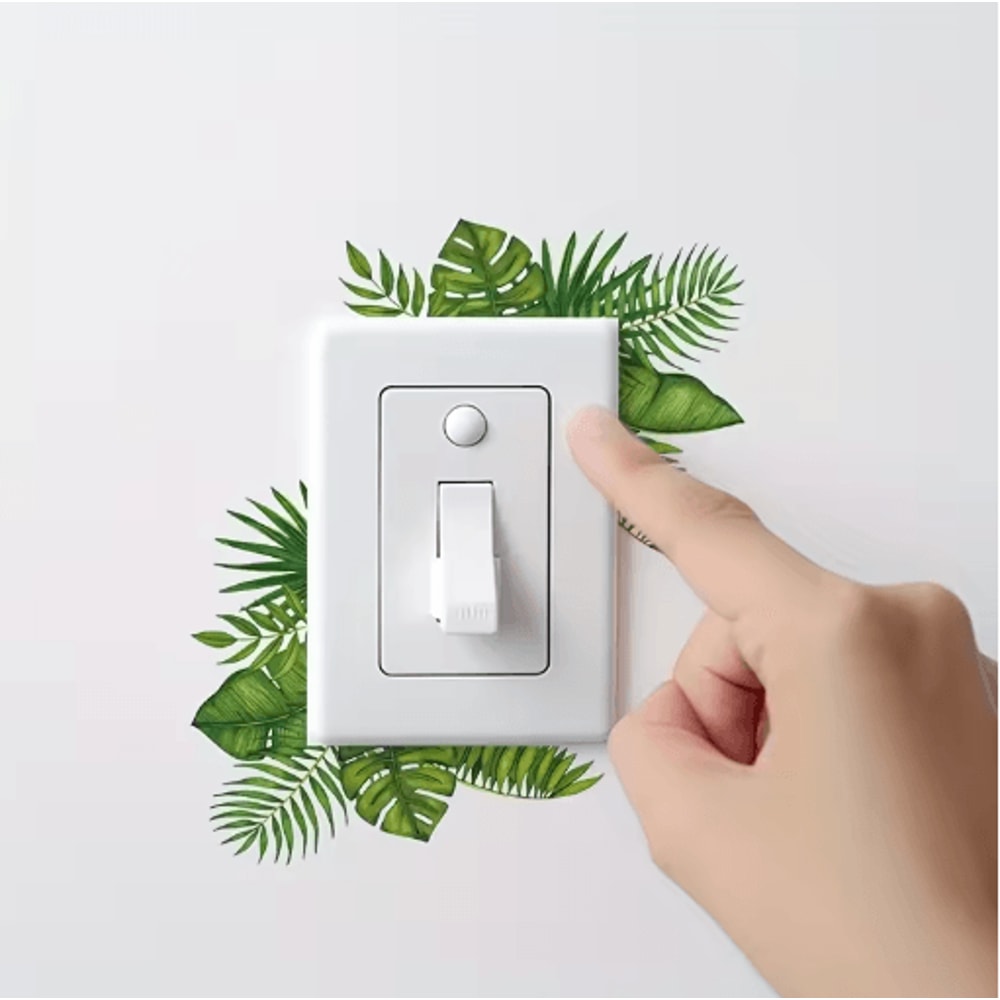 Tropical Leaf Switch Stickers Removable Waterproof PVC Wall Decor Decals For Home 5