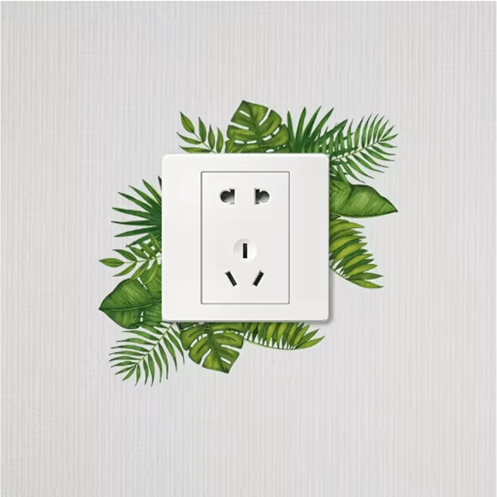 Tropical Leaf Switch Stickers Removable Waterproof PVC Wall Decor Decals For Home 7