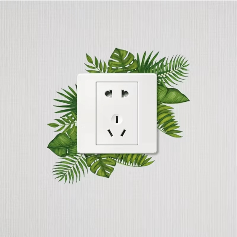 Tropical Leaf Switch Stickers Removable Waterproof PVC Wall Decor Decals For Home 7