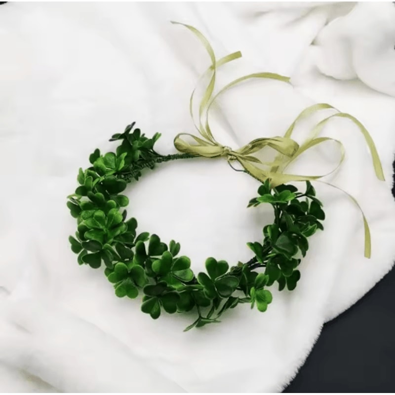 Clover Wreath Headwear St Patricks Day Lucky Grass Hair Accessory For Photography Festive Decor 3