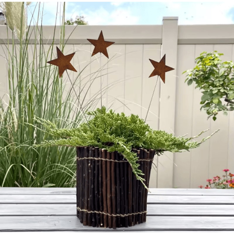Rustic Metal Star Garden Stakes 3Piece Set Iron Silhouette Outdoor Yard Planter Decor 5