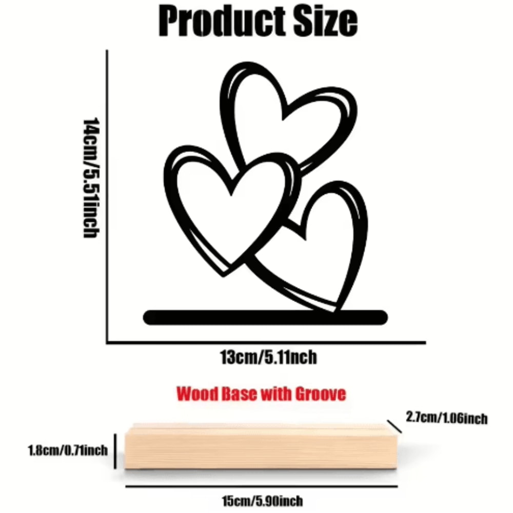 Minimalist Wooden Heart Desktop Decor Love Ornament For Coffee Table Study Desk 2