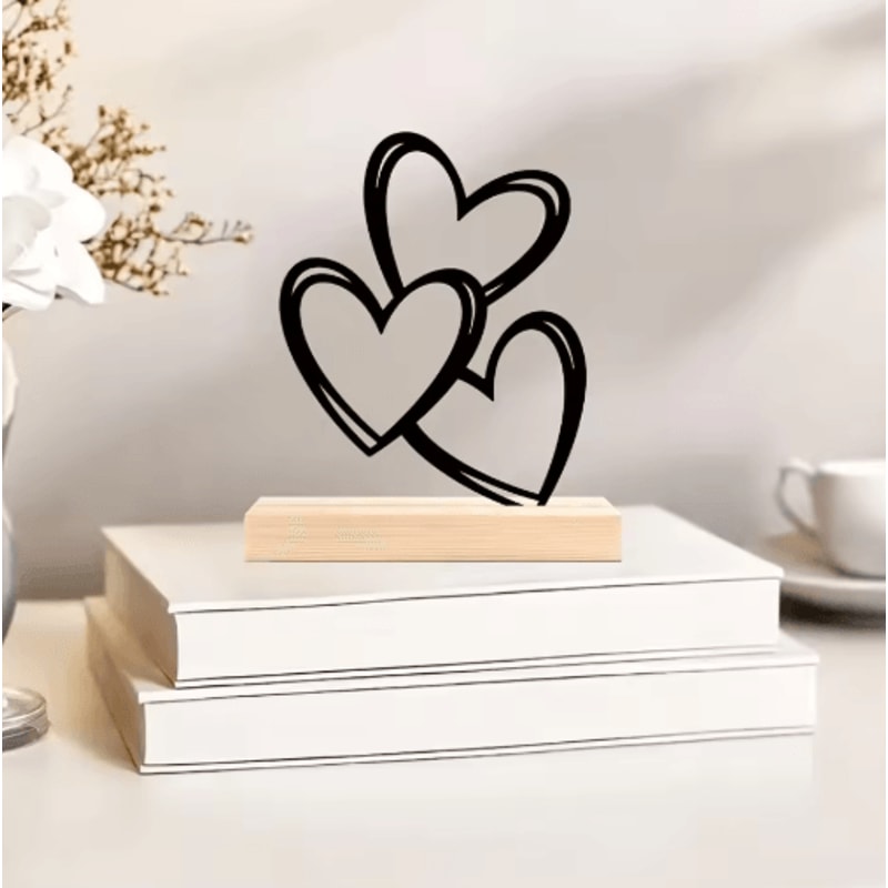 Minimalist Wooden Heart Desktop Decor Love Ornament For Coffee Table Study Desk 3