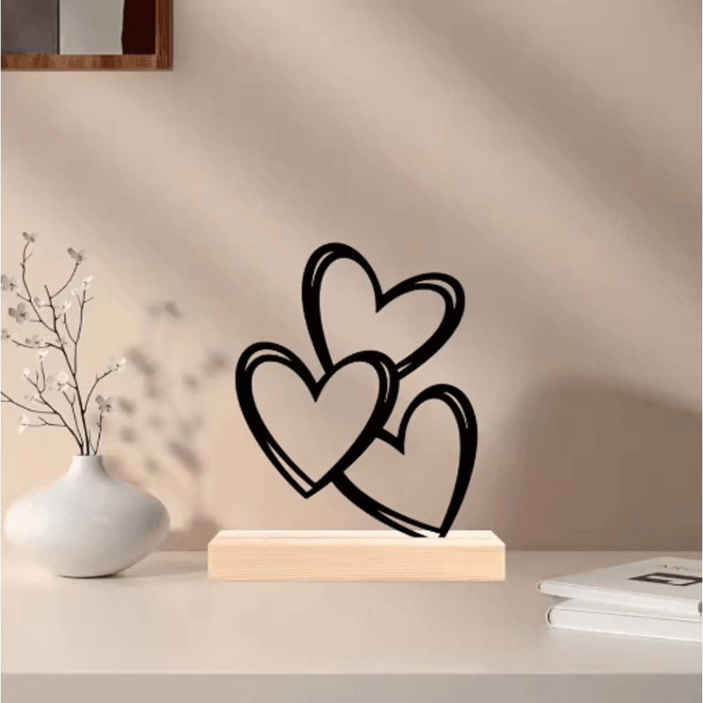 Minimalist Wooden Heart Desktop Decor Love Ornament For Coffee Table Study Desk 4