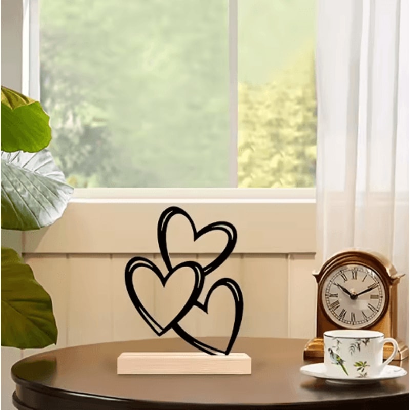 Minimalist Wooden Heart Desktop Decor Love Ornament For Coffee Table Study Desk 5