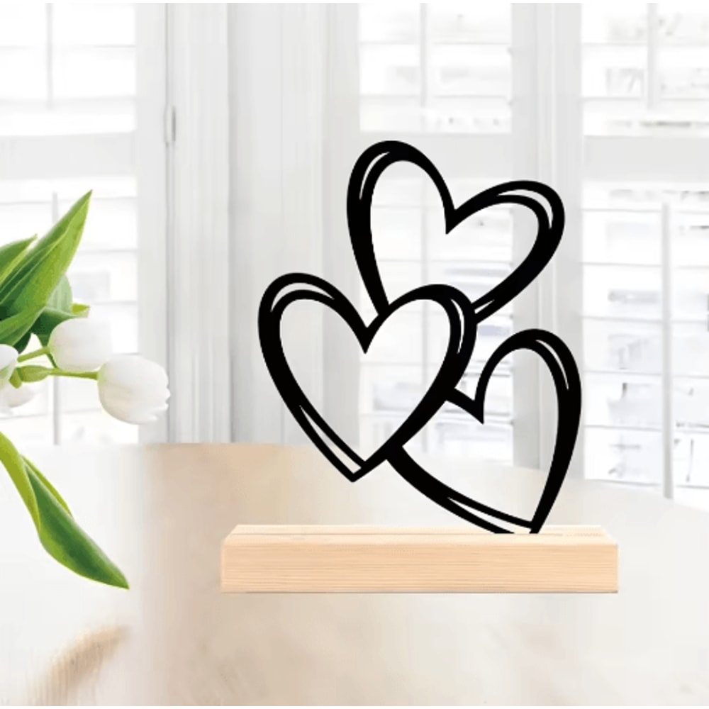 Minimalist Wooden Heart Desktop Decor Love Ornament For Coffee Table Study Desk 6