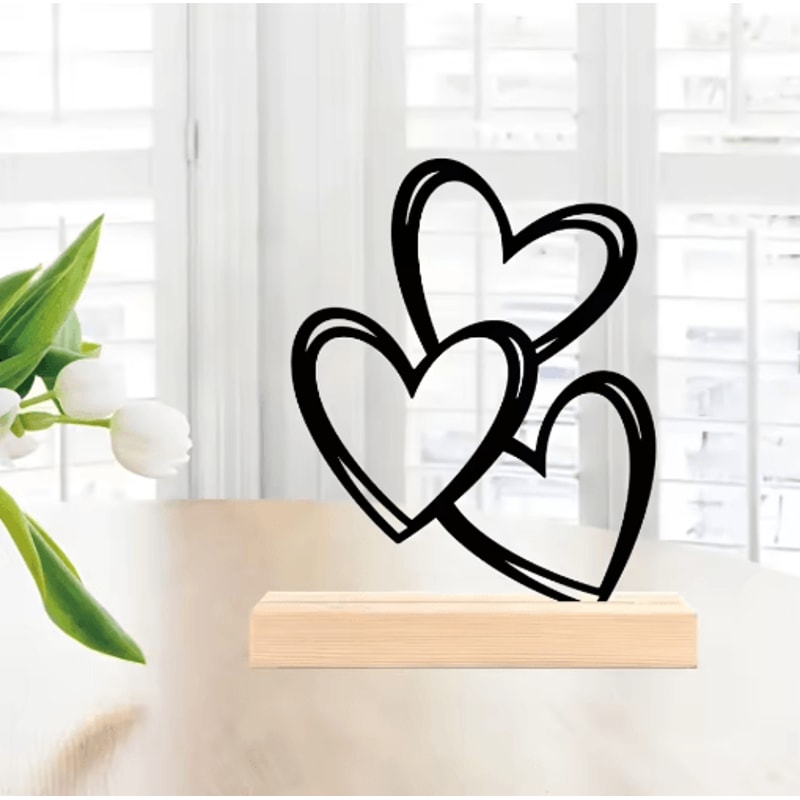 Minimalist Wooden Heart Desktop Decor Love Ornament For Coffee Table Study Desk 6
