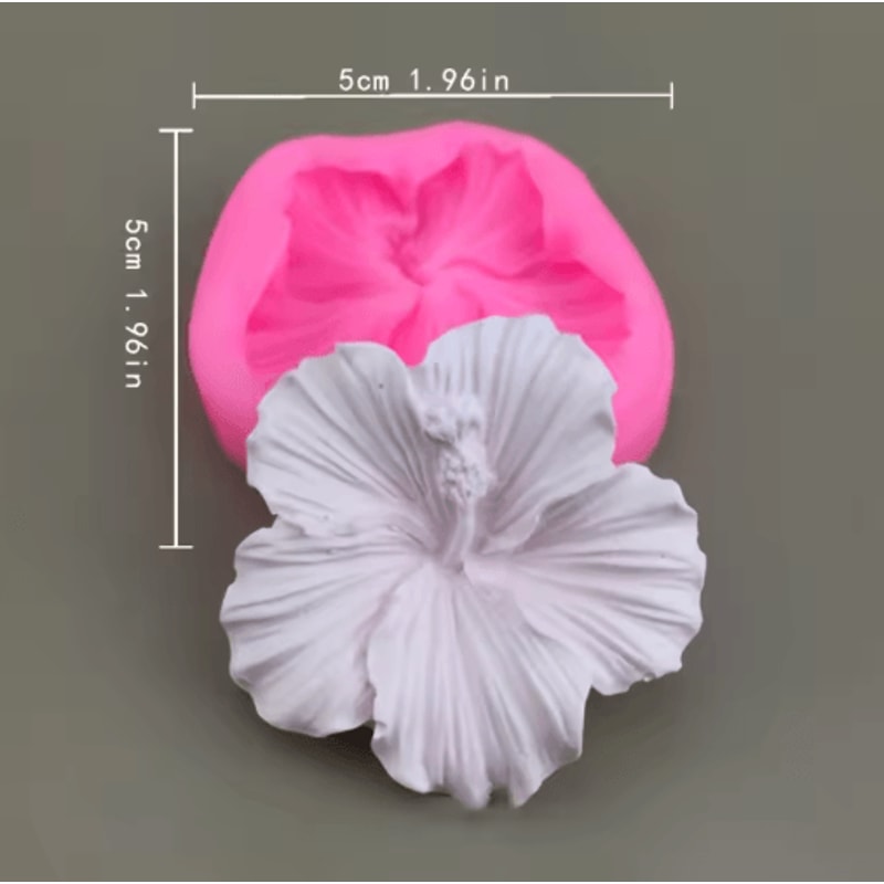 Silicone Hibiscus Flower Mold 5Petal Round Flower Casting Mold For DIY Crafts 2