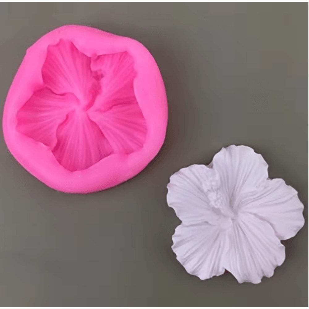 Silicone Hibiscus Flower Mold 5Petal Round Flower Casting Mold For DIY Crafts 4