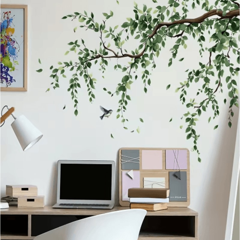 Tree Branch Birds Wall Stickers 2Piece Set Removable SelfAdhesive Nature Decor Decals 6
