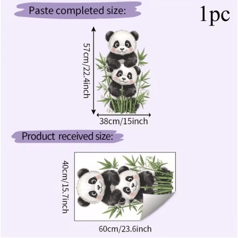 Cartoon Watercolor Bamboo Panda Wall Sticker SelfAdhesive Room Decor For Home 1