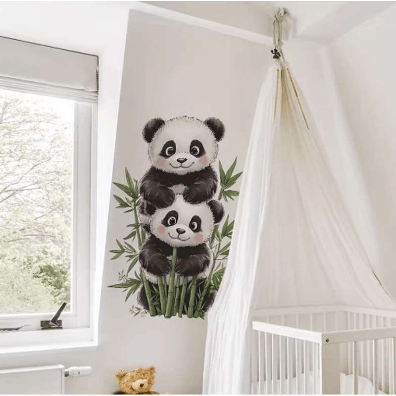 Cartoon Watercolor Bamboo Panda Wall Sticker SelfAdhesive Room Decor For Home 2