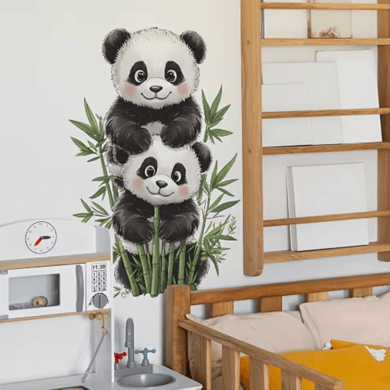 Cartoon Watercolor Bamboo Panda Wall Sticker SelfAdhesive Room Decor For Home 3