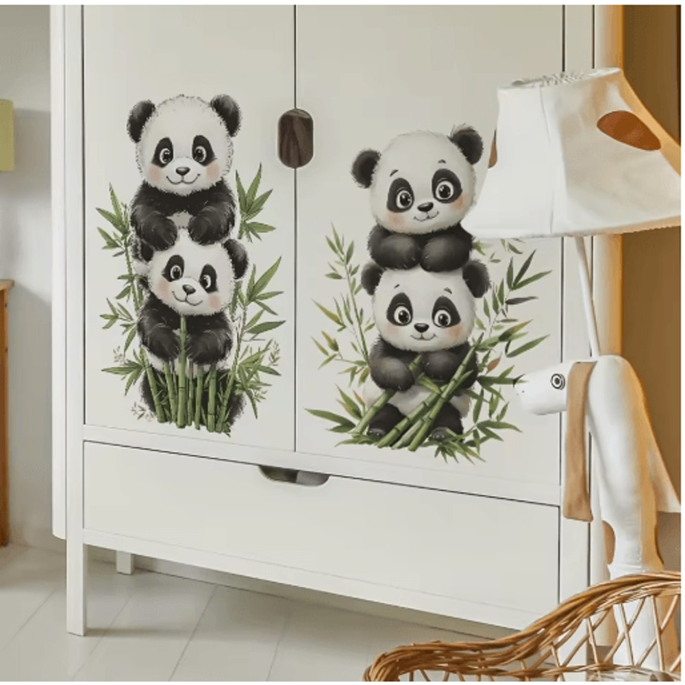 Cartoon Watercolor Bamboo Panda Wall Sticker SelfAdhesive Room Decor For Home 4