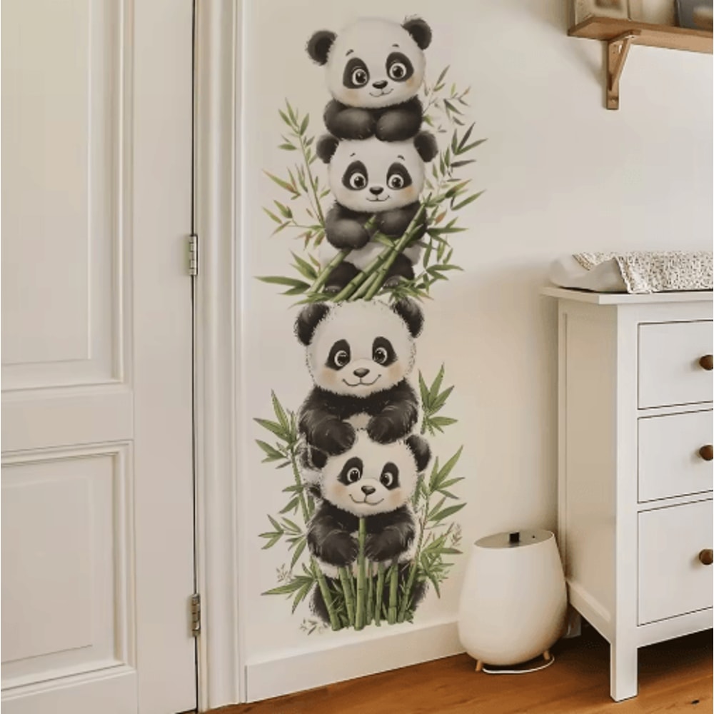 Cartoon Watercolor Bamboo Panda Wall Sticker SelfAdhesive Room Decor For Home 5