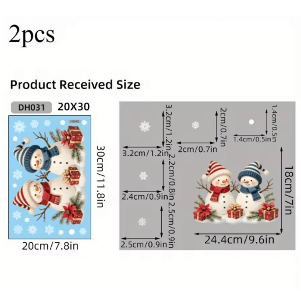 Christmas Snowman Window Clings Removable Static Cling Holiday Decal For Windows 1