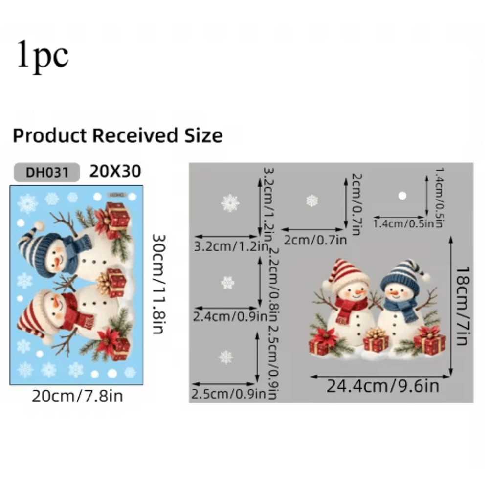 Christmas Snowman Window Clings Removable Static Cling Holiday Decal For Windows 2