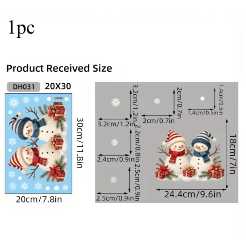 Christmas Snowman Window Clings Removable Static Cling Holiday Decal For Windows 2