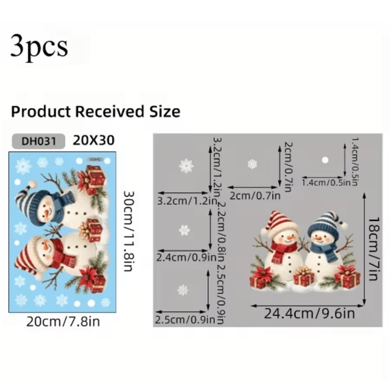 Christmas Snowman Window Clings Removable Static Cling Holiday Decal For Windows 3