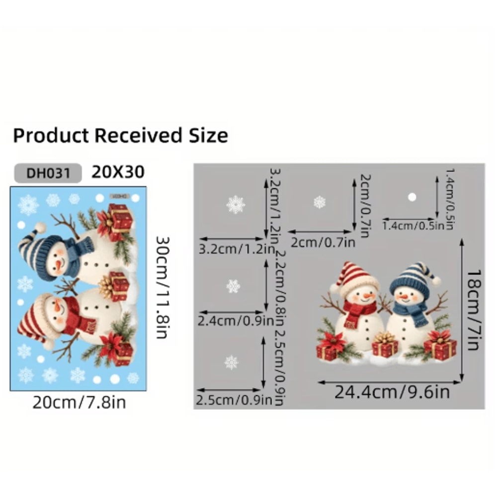 Christmas Snowman Window Clings Removable Static Cling Holiday Decal For Windows 4