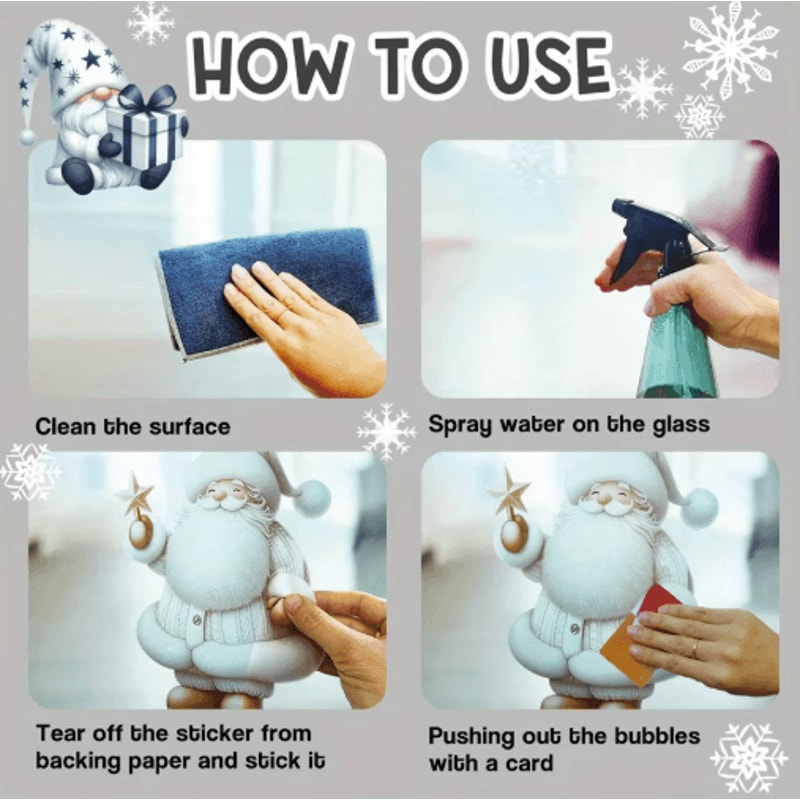 Christmas Snowman Window Clings Removable Static Cling Holiday Decal For Windows 5