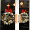 Christmas Wreath Window Sticker Golden Snowflake Red Bow Static Cling Glass Decal 5